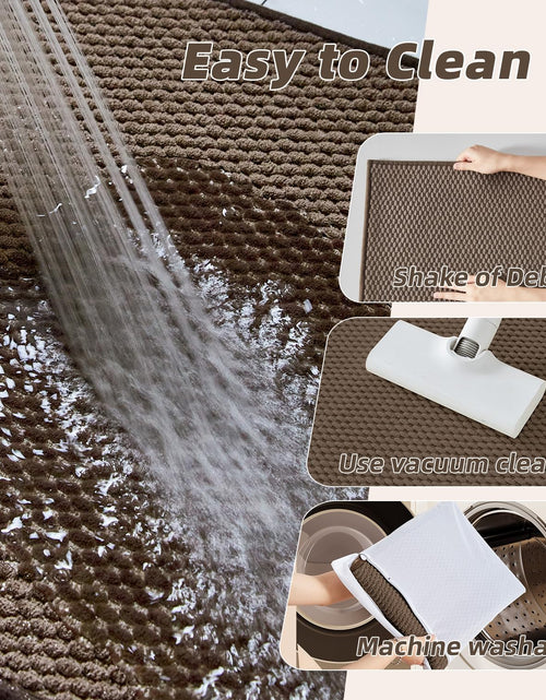 Load image into Gallery viewer, BULULOM Chenille Bathroom Rug Rubber Backing Brown 16x24 Absorbent Mat
