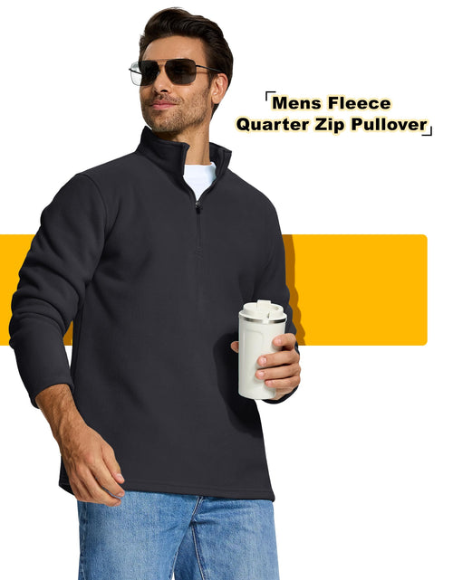 Load image into Gallery viewer, KEFITEVD Men's Quarter Zip Sweatshirt Thermal Fleece Pullover Black Size M
