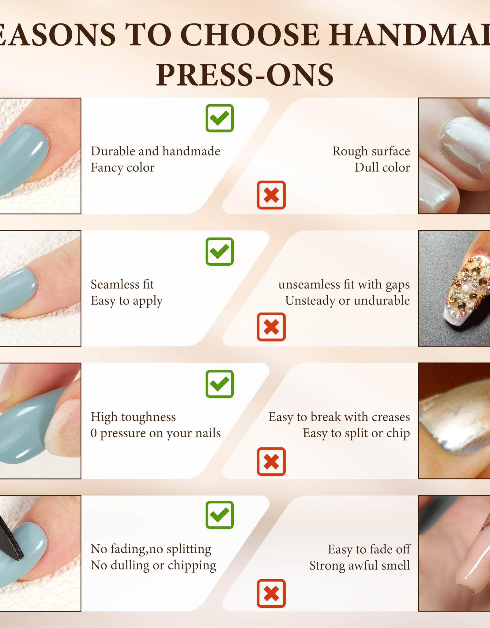 KBS Designer Handmade Press On Nails Blue Short French Tip Almond 16 Sizes Kit