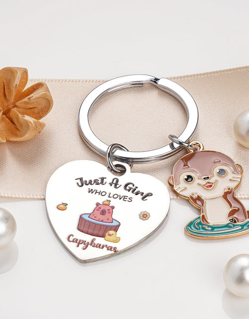 Load image into Gallery viewer, GiftoBi Capybara Animal Keychain Stainless Steel 3x3cm Silver B Unisex
