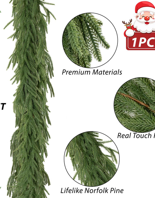 Load image into Gallery viewer, Christmas Norfolk Pine Garland Artificial Greenery Mantle Fireplace Decor 6FT
