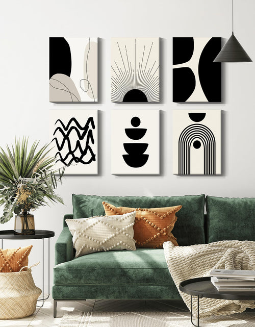 Load image into Gallery viewer, Drsoum Abstract Boho Geometric Framed Wall Art 12x16in Black Brown Beige
