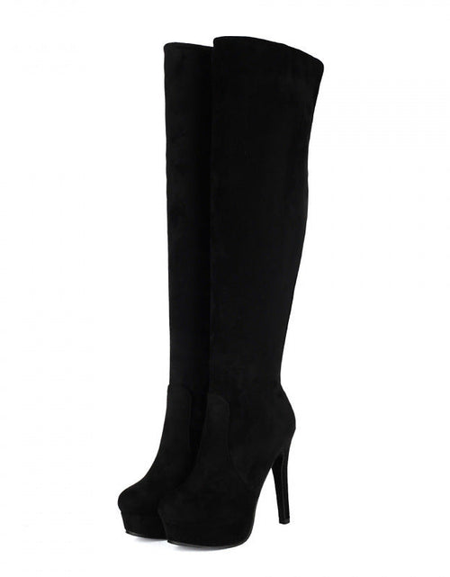 Load image into Gallery viewer, Suede Elastic Over-the-Knee High Heel Riding Boots Women
