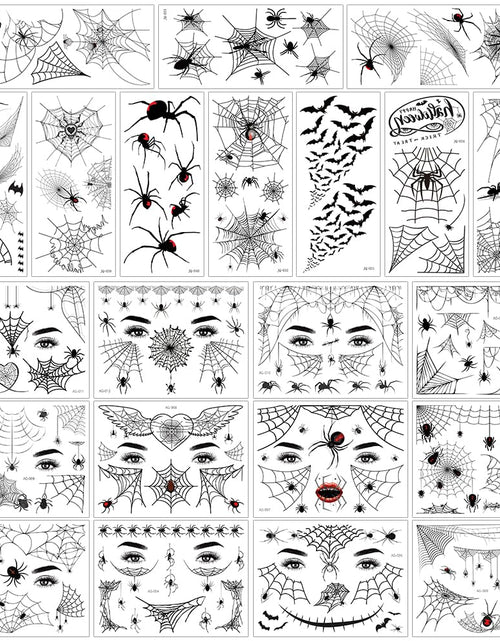 Load image into Gallery viewer, FANOST 22 Halloween Spider Face Temporary Tattoos Kids Adults Cosplay Stickers
