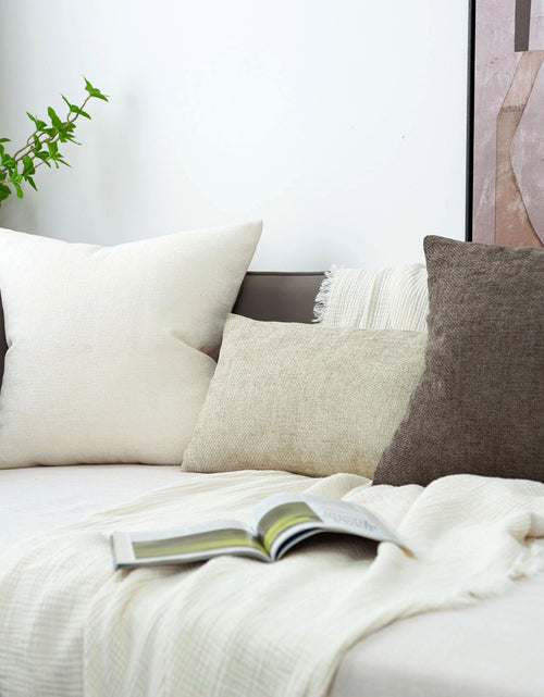 Load image into Gallery viewer, Cozoomy Chenille Linen Throw Pillow Covers 12x20 Inch Rustic Bronze Set of 2
