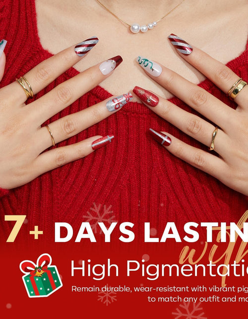 Load image into Gallery viewer, modelones Nail Polish Set 12 Colors Winter Sparkle Glitter Red Green Gold
