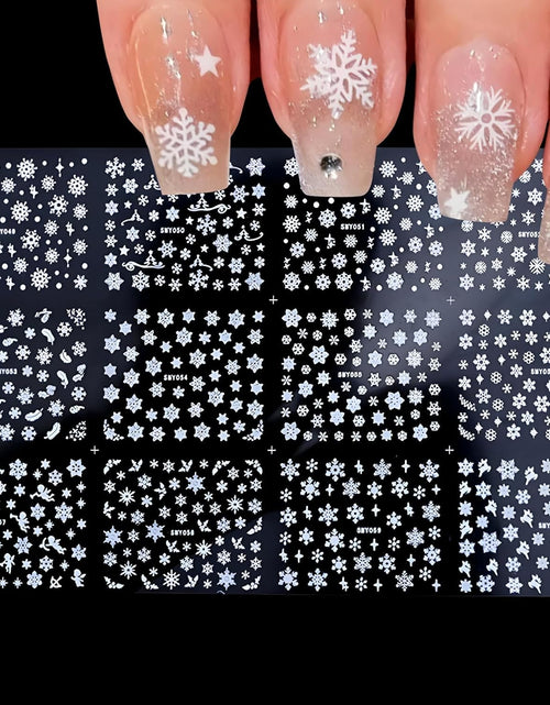 Load image into Gallery viewer, 12 Sheets Snowflake Nail Art Stickers 3D Self Adhesive Winter Nail Decals
