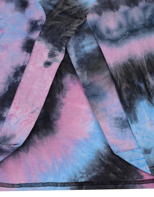 Load image into Gallery viewer, LilyCoco Long Sleeve Open Back Criss Cross Tie Dye Top Black Size L
