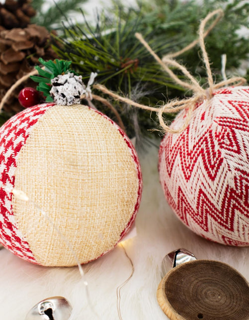 Load image into Gallery viewer, Juncox 12 Pcs Burlap Christmas Ball Ornaments 3.15in Rustic Natural Jute

