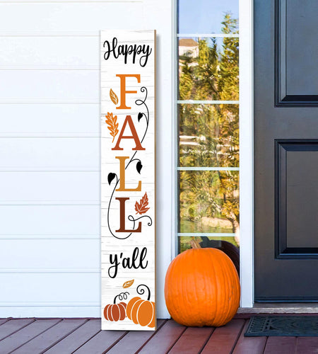AUSTAB Happy Fall Y'all Wooden Porch Sign 47.2" x 7.8" White Autumn Decor