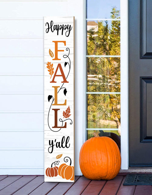 Load image into Gallery viewer, AUSTAB Happy Fall Y'all Wooden Porch Sign 47.2" x 7.8" White Autumn Decor
