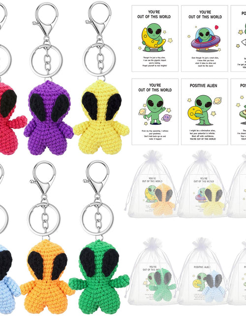 Load image into Gallery viewer, VioraWhite 6 Pcs Crochet Alien Keychain Set Colorful Space Yarn Gift
