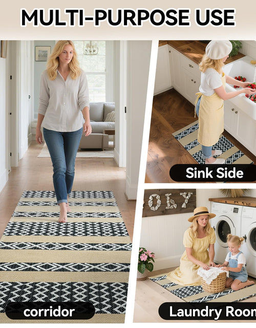 Load image into Gallery viewer, QiCaiJia Boho Runner Rug Brown Low Pile Polypropylene 24x47in
