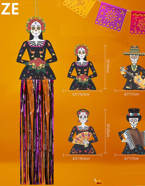 Load image into Gallery viewer, Aovaely 4PCS Day of the Dead Sugar Skull Hanging Decorations Dia De Los Muertos
