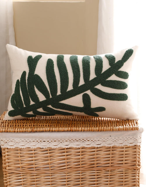 Load image into Gallery viewer, Tosleo 12x20in Green Tropical Leaf Embroidered Pillow Covers 2 Pack
