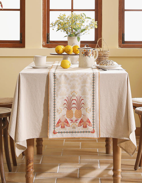 Load image into Gallery viewer, patdrea Tropical Linen Table Runner 12x102in Yellow Pineapple Floral Modern
