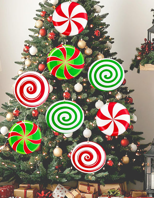 Load image into Gallery viewer, Generic Gingerbread Christmas Wooden Ornaments Large Red White Peppermint
