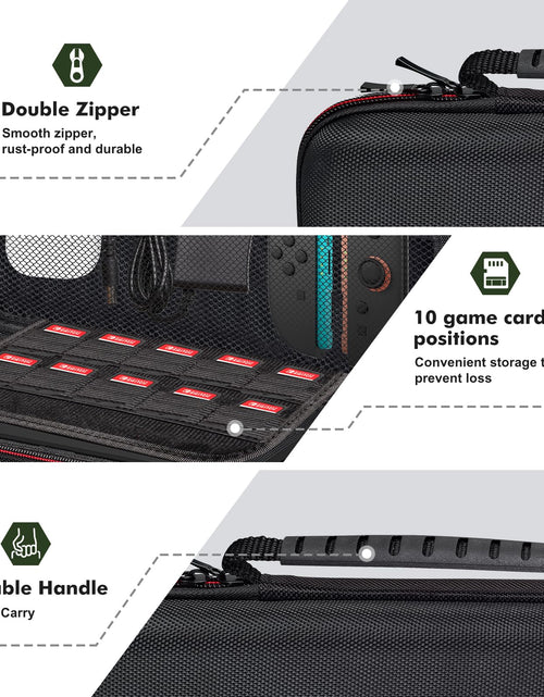 Load image into Gallery viewer, OSYROY Switch 2 Carrying Case 10 Game Slots Screen Protectors Hard Shell Black
