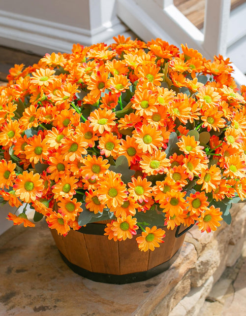 Load image into Gallery viewer, INSPRING Daisy Artificial Outdoor Silk Flowers 6 Bundles Orange UV Resistant

