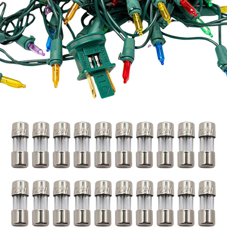 TWI Fuses Mini Christmas Light Strings Replacement Glass Fuses 3A 110V 125V 20pc