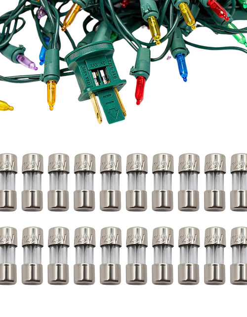 Load image into Gallery viewer, TWI Fuses Mini Christmas Light Strings Replacement Glass Fuses 3A 110V 125V 20pc
