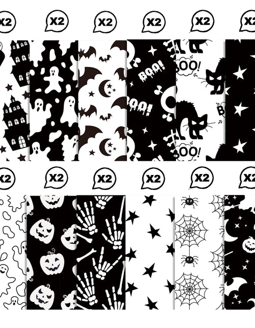 Load image into Gallery viewer, Halloween Scrapbook Paper 24 Sheets 11.8x11.8 Black &amp; White Double-Sided
