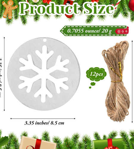 Shimeyao 12 Pcs Christmas Metal Snowflake Ornaments Hollow Disc Grey