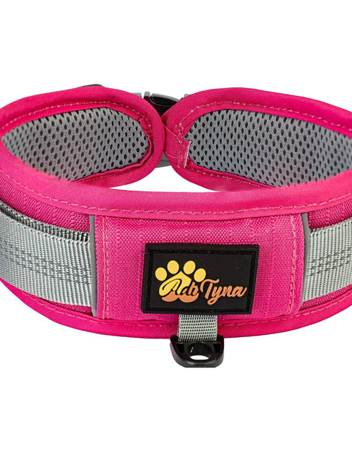 Load image into Gallery viewer, ADITYNA Durable 2-inch AirTag Dog Collar Reflective Metal Buckle Pink Size M
