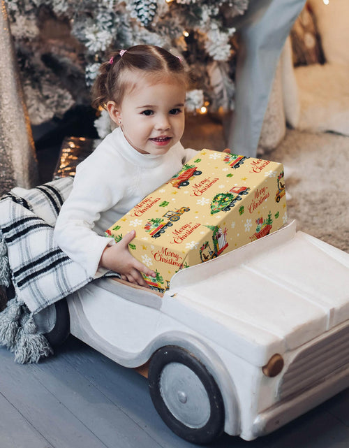 Load image into Gallery viewer, WRAPLULU Christmas Truck Wrapping Paper 4 Jumbo Sheets 28x40in Yellow

