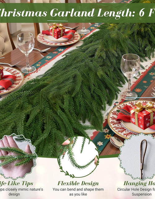 Load image into Gallery viewer, KYGDS Christmas Norfolk Pine Garland 6FT Real Touch Artificial Greenery Green

