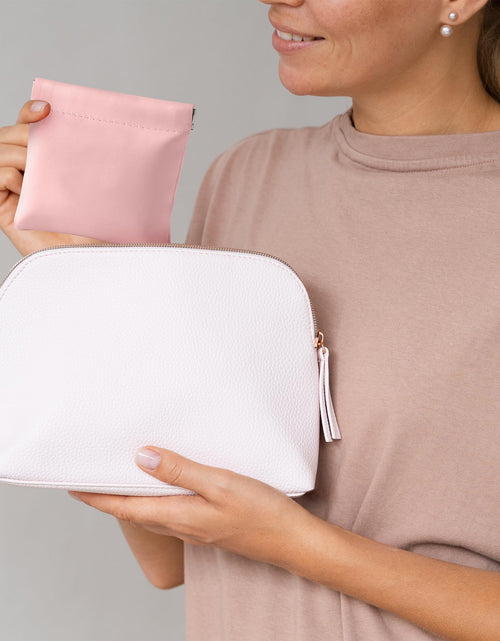 Load image into Gallery viewer, GQIRIL Mini Travel Cosmetic Bag Set 3PCS Waterproof Leather Pink
