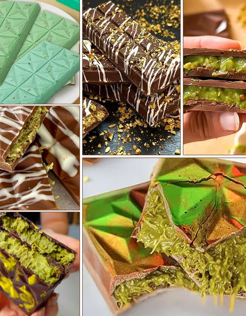 Load image into Gallery viewer, BMSQOFD Silicone Chocolate Bar Molds 2 Pack 1in Deep Brown Dubai Pistachio

