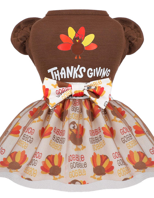 Load image into Gallery viewer, Sebaoyu Thanksgiving Dog Dress Brown Turkey Outfit Medium Size
