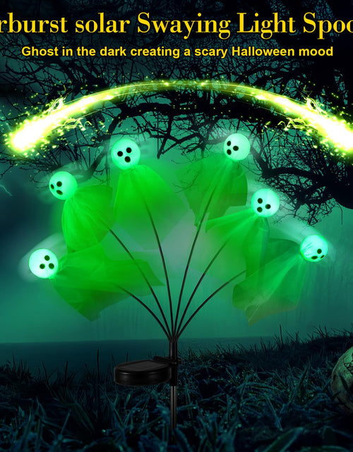 Load image into Gallery viewer, VIHOSE 6 Pack 36 LED Green Solar Halloween Ghost Pathway Lights Outdoor
