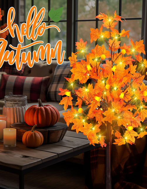 Load image into Gallery viewer, Ciyvotom 4 FT Fall Tree with 63 LED Warm Lights, 3D Pumpkins, Remote, Timer
