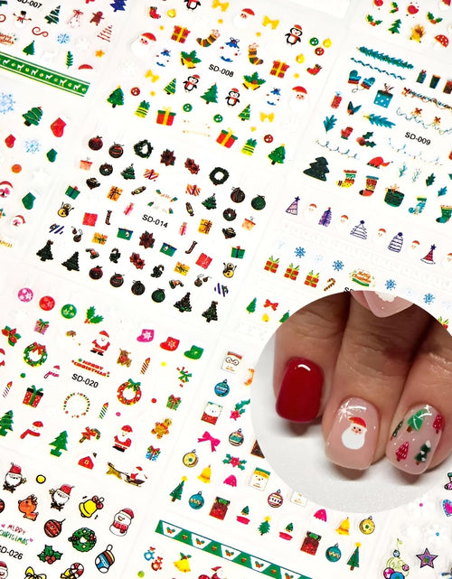 Load image into Gallery viewer, Namrec Christmas Nail Stickers 5D Embossed Santa Snowflake Colorful 2 Sheets
