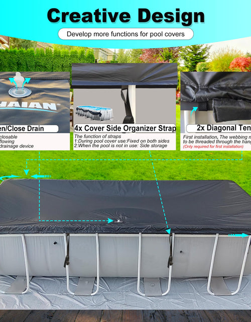 Load image into Gallery viewer, SIHAIAN 16x28Ft Oval Pool Cover UV Weather Resistant Side Storage
