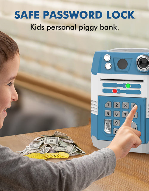 Load image into Gallery viewer, Wantfly Kids Electronic Piggy Bank Wave Activation Password Infrared Blue
