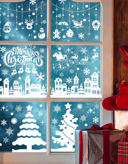 Load image into Gallery viewer, MISS FANTASY Christmas Window Clings 10 Sheets White Snow Scene Decorations
