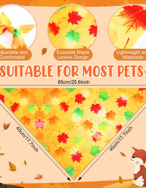 Load image into Gallery viewer, Preboun 100Pcs Fall Thanksgiving Dog Bandanas Pumpkin Maple Leaves Yellow Orange
