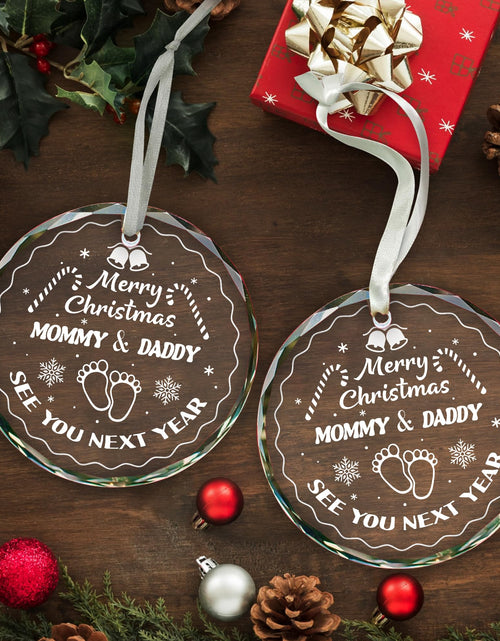 Load image into Gallery viewer, Vorruil Expecting Baby Pregnancy Announcement Heart Glass Ornament 1 Pc
