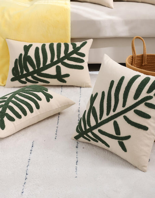 Load image into Gallery viewer, Tosleo 12x20in Green Tropical Leaf Embroidered Pillow Covers 2 Pack
