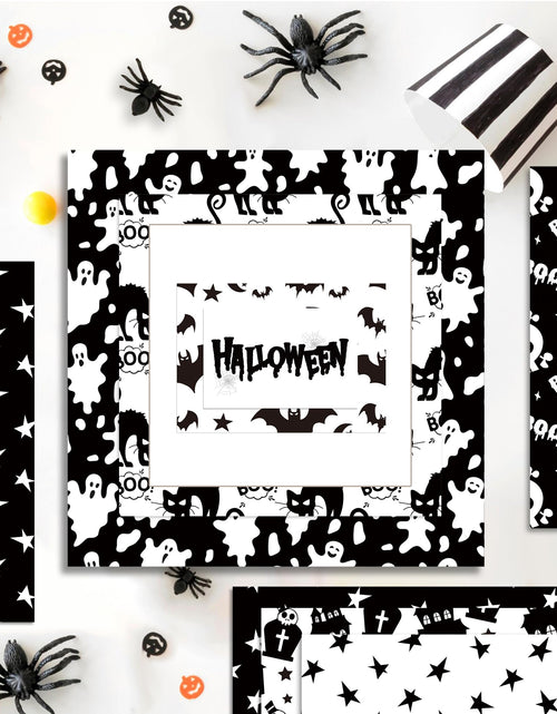 Load image into Gallery viewer, Halloween Scrapbook Paper 24 Sheets 11.8x11.8 Black &amp; White Double-Sided

