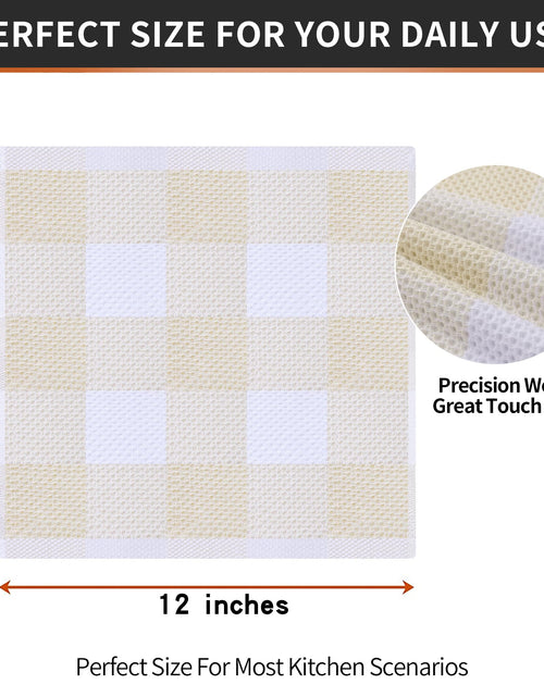 Load image into Gallery viewer, Homaxy Cotton Waffle Weave Check Plaid Dish Cloths 12x12 White Beige 6-Pack
