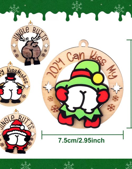 Load image into Gallery viewer, jjBOOM KissMyAss Funny Christmas Wooden Ornaments 2024 Xmas Tree Decor
