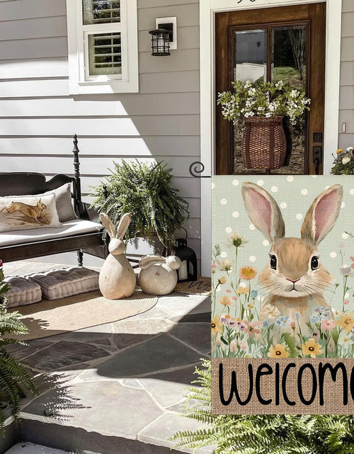 Load image into Gallery viewer, AVOIN colorlife Easter Bunny Garden Flag 12x18 Inch Blue Double Sided
