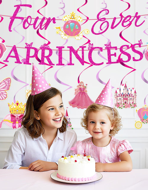 Load image into Gallery viewer, Romart Princess 4th Birthday Party Decorations 2 Banners 8 Swirls Pink Lavender
