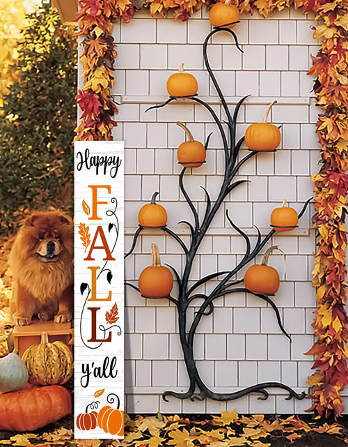 Load image into Gallery viewer, AUSTAB Happy Fall Y'all Wooden Porch Sign 47.2" x 7.8" White Autumn Decor
