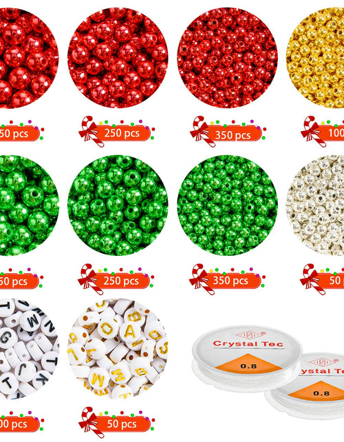 Load image into Gallery viewer, DECYOOL Christmas Jewelry Beads Set 1800pcs Red Green Silver Gold Small
