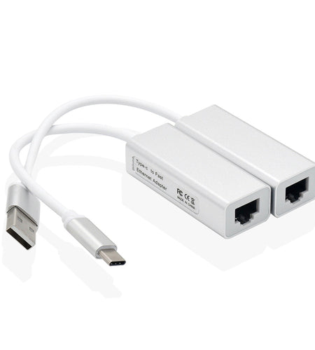 Aluminum alloy 2.0USB 100Mbps Ethernet card with no drive and cable Type-C to RJ45 Ethernet interface converter